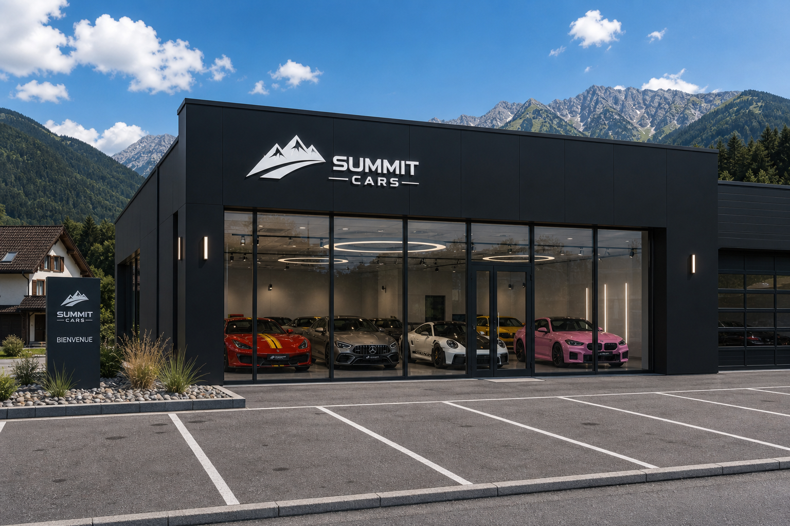 Showroom Summit Cars de jour avec véhicules exposés
